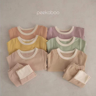 Korean Style Kidsren's Pajamas, Home Clothes, Girls' Clothes, Brushed Bottoming Shirts, Boys' Pure Cotton Category a Baby Autumn Clothes Sets
