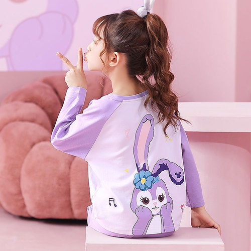 Children's Pajamas Girls Cotton Long Sleeve Princess Style Spring and Autumn Cartoon Cute Sweet Korean Baby Home Clothes Set