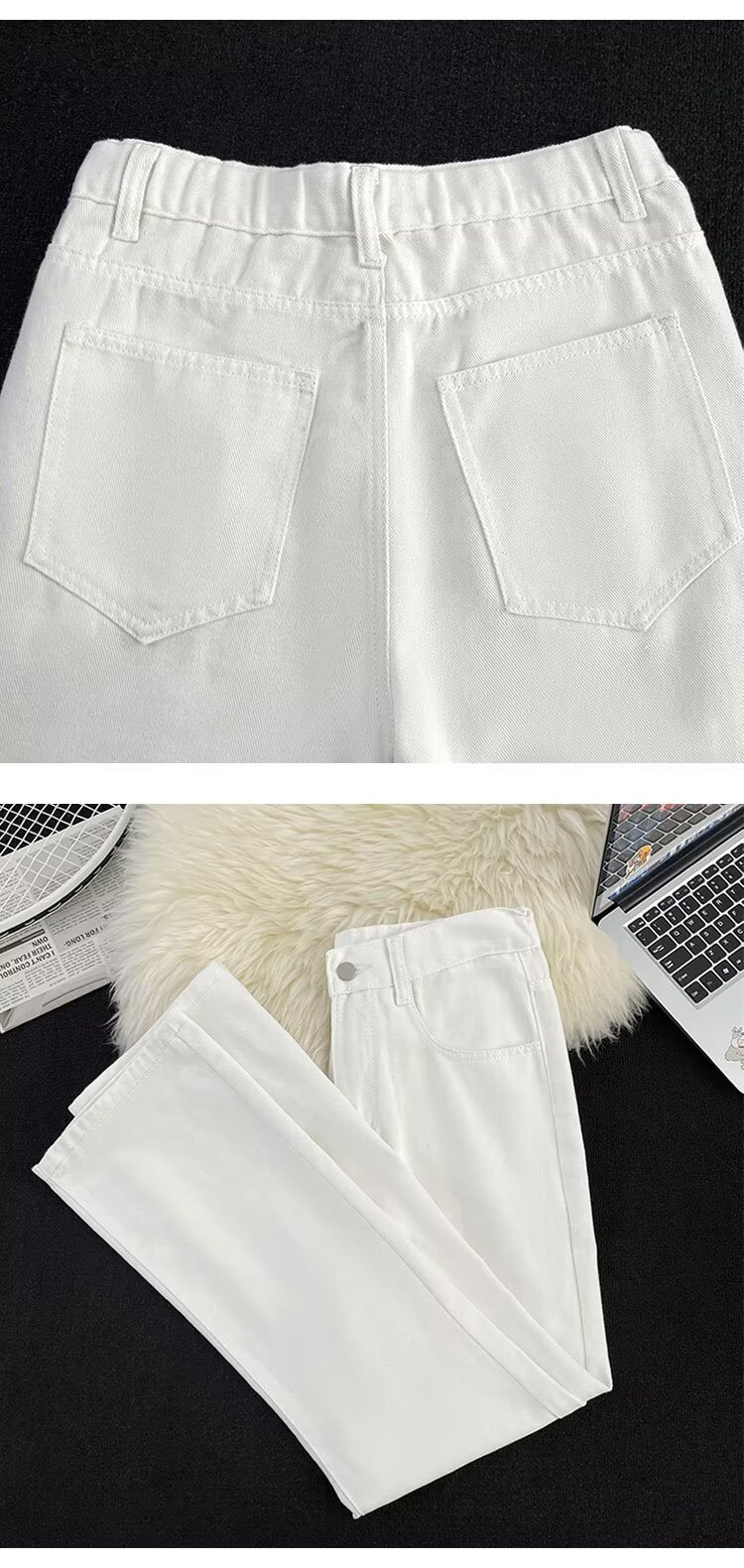 White Washed Distressed Jeans Loose Straight Leg Casual Wide Leg Trousers American Street Style Trendy Workwear mid Waist Blue_mkmklike.com