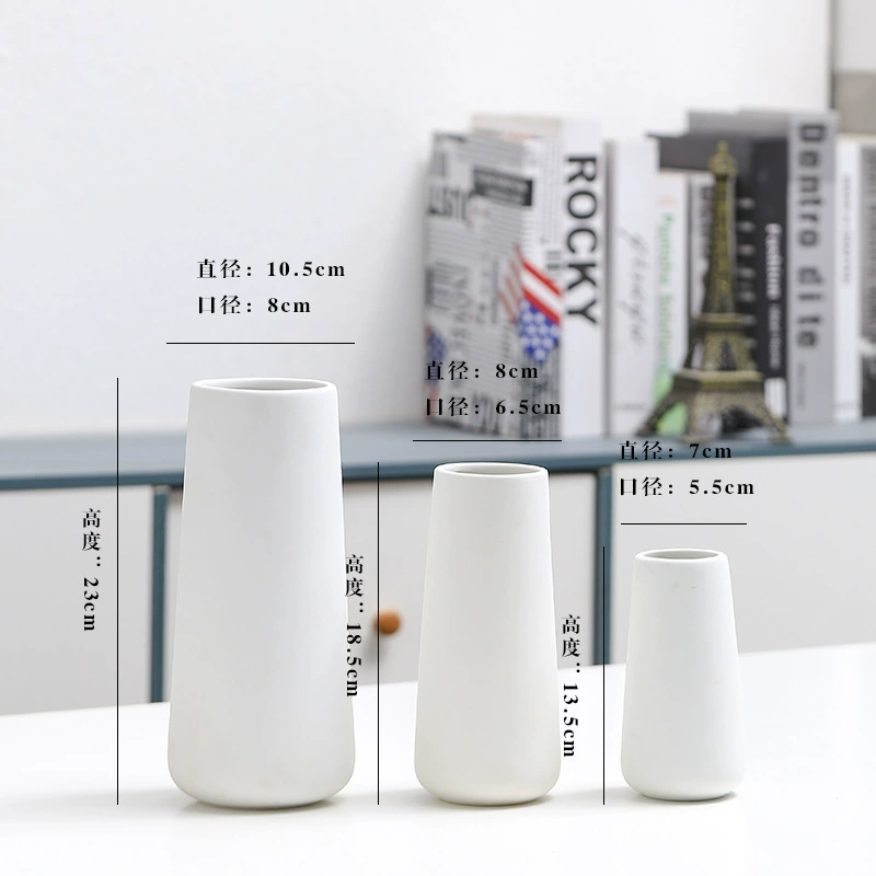 Nordic Creative Simple White Ceramics Vase Living Room Table Model Room Porch Decoration Swing Flower Set