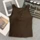 Autumn and Winter Light and Warm Cotton Fake Two-piece Camisole Fixed Cup All-match Button Design Sense Slim-fit Slimming Top for Women