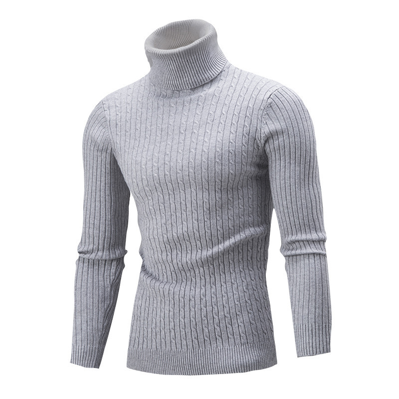 2022 invierno Comercio exterior turtleneck Twist manga larga casual de los hombres de cuello alto de punto de los hombres camisa de fondo de Europa y América Amazon