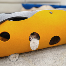 毛毡猫隧道猫玩具滚地龙 树洞猫隧道 可折叠宠物玩具猫窝多种组合