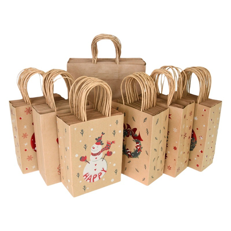 Bolsa de papel kraft Bolsa de mano Paquete de té con leche para llevar Fábrica de bolsas de papel de embalaje de dibujos animados Fábrica de bolsas de papel de embalaje transfronterizo