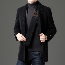 品牌西装领毛呢外套秋冬中年大衣男白鸭绒羽绒服单排扣三粒扣西服