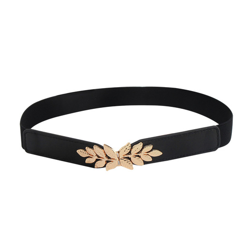 New arrival, simple and versatile, small leaf buckle decorative dress, elastic thin waistband, slim waist, elastic belt for women