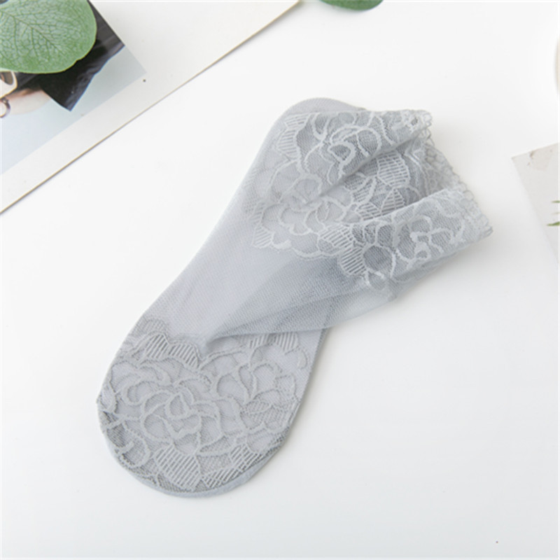 Calcetines del barco de las mujeres calcetines de encaje fino de verano calcetines invisibles de malla de algodón de color sólido calcetines de encaje grande rosa