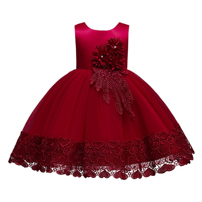 Vestido de primavera para niños, vestido de princesa de manga larga, vestido de actuación de piano, vestido de noche para niña de flores, estilo de cumpleaños