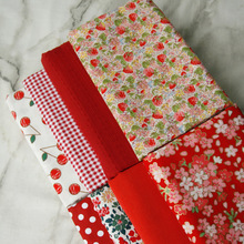 PopoHouse红色树莓樱花色提花烫金棉布料 衬衫娃衣服装面料