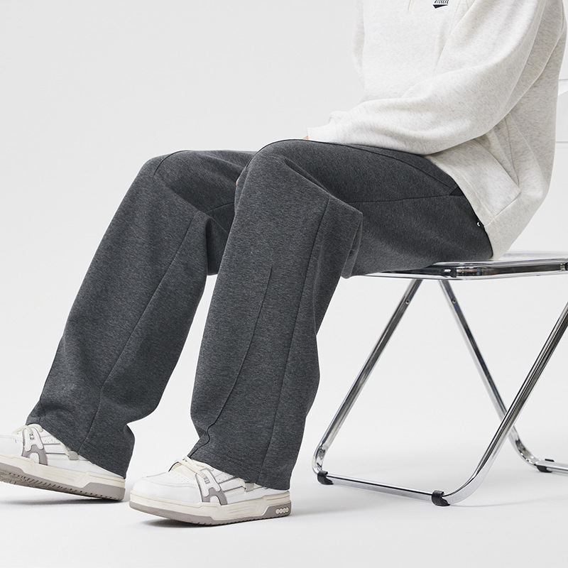 Pantalones americanos pesados de estilo masculino de moda pantalones de diseño casual pantalones largos sueltos pantalones deportivos rectos grises