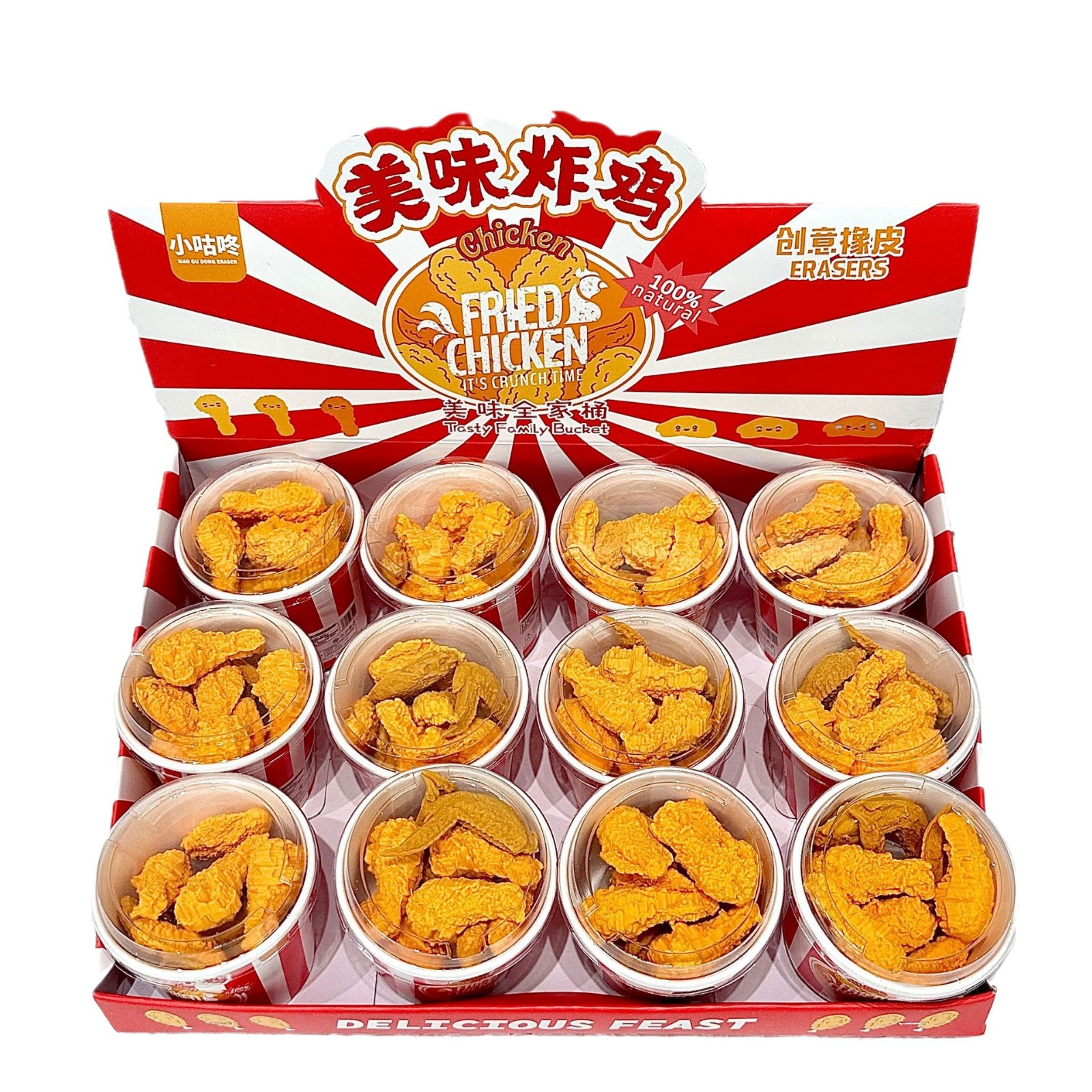 Nuevo borrador creativo de pollo frito de barril familiar, papelería para estudiantes lindos, borrador de ala de pollo de simulación KFC, limpio