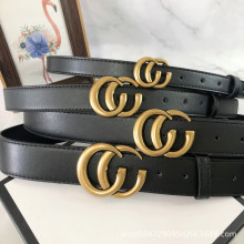 牛皮女士皮带双G女带简约时尚商务平滑扣时尚男士裤腰带皮带潮