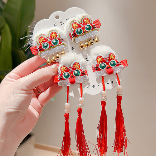 New Year Girls kids chinese qipao hanfu princess dress headdress hair accessories, folk dance stage performance Chinese style New Year headwear accessories