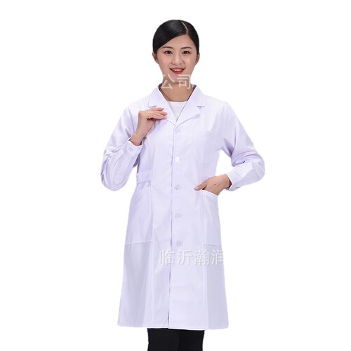 Suit lapel length nurse uniform for hospital, pharmacy, laboratory work; can be printed and embroidered; long and short sleeve nurse uniform