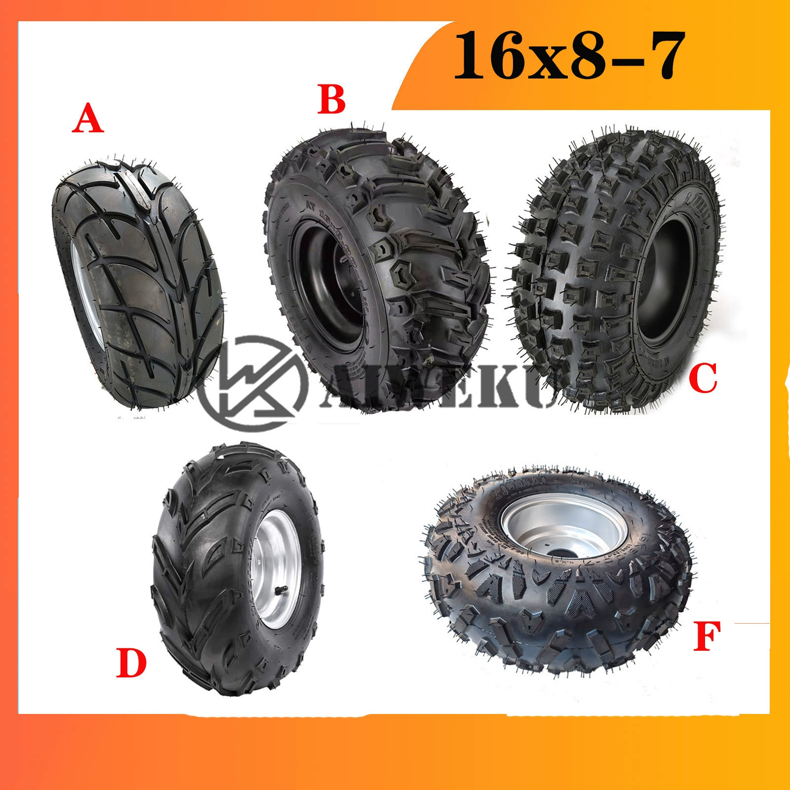 ATV модифицированные Аксессуары 16*8-7 шина с высоким зубом износостойкая Ступица колеса стальной обод в сборе 7-дюймовый картинг