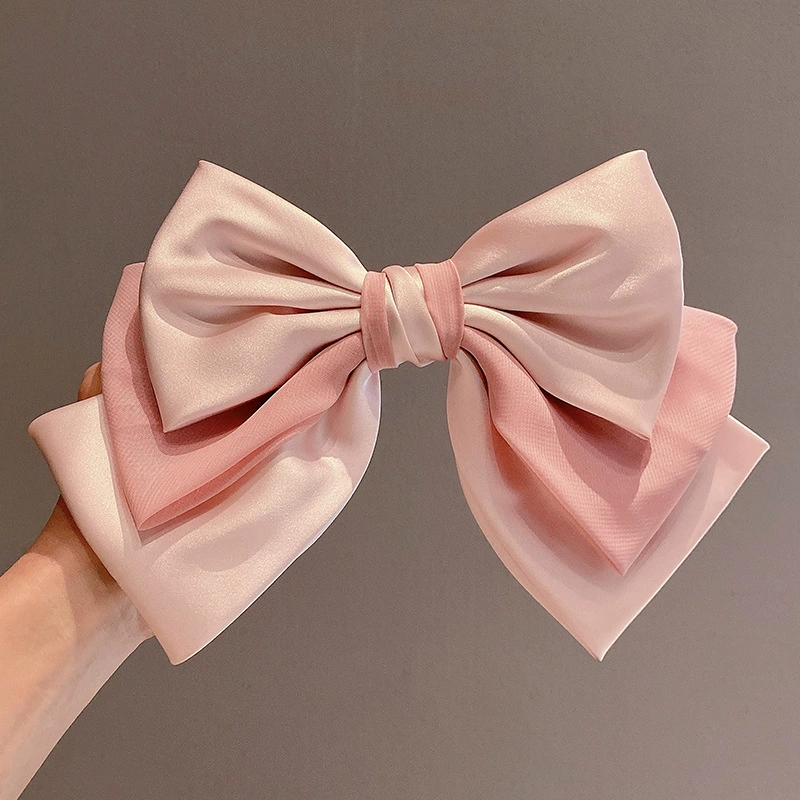 Hair bow clip, three-layer spring hairpin, lightweight 8.9×6.4 cm, trendy ponytail accessory