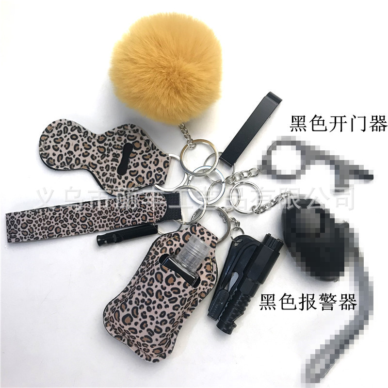 Llavero de muñeca de espejo cruzado Juego de 10 piezas Bolsa de desinfectante de manos para mujer Llavero de alarma de aluminio