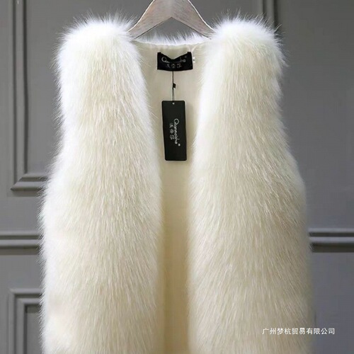 Leather vest imitation wool-like coat autumn and winter new all-matching Korean vest Western-style vest with fluffy cotton thickening Southeast Asia