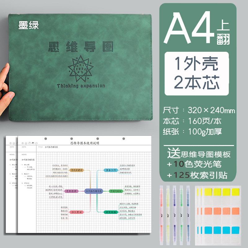 Mapa de la mente cuaderno a4B5 cuaderno de hojas sueltas desmontable estudiante simple examen de ingreso de posgrado Aprendizaje de cuero suave en stock al por mayor