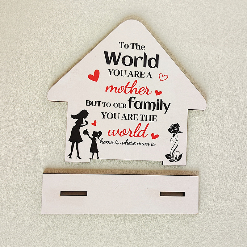 Cuelga transfronteriza regalo del día de la madre para mamá Día de la madre forma de corazón madera hueca decoración artesanía madre