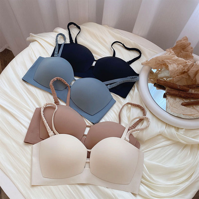 2022 Japan and South Korea Single chip No trace Smooth Thin Cup Bras Wireless Gather Beautiful back Solid Underwear live broadcast On behalf of