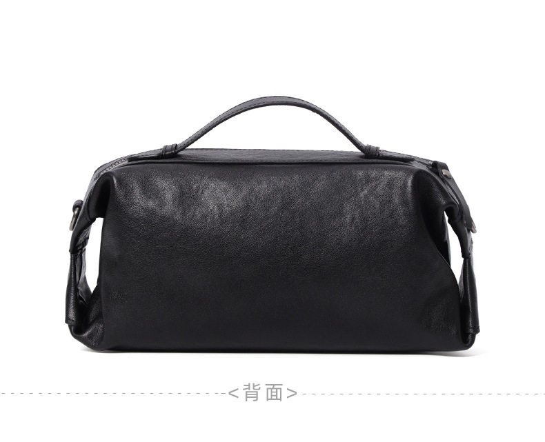 Túi đeo chéo nam da bò thật thuộc da, túi đeo vai kiêm túi xách tay nhỏ 29×11×17 cm — Màu đen chi tiết 13