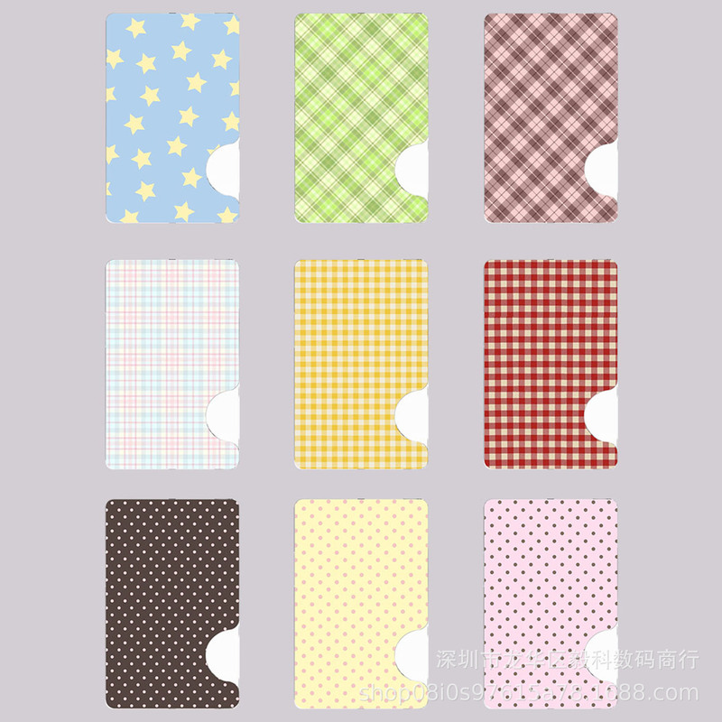 Ins Plaid Star Pattern Suitable for Apple 17 Android Side-Push Magnetic Magsafe Mobile Phone Card Holder Transparent Cut-Out Pc Card Holder