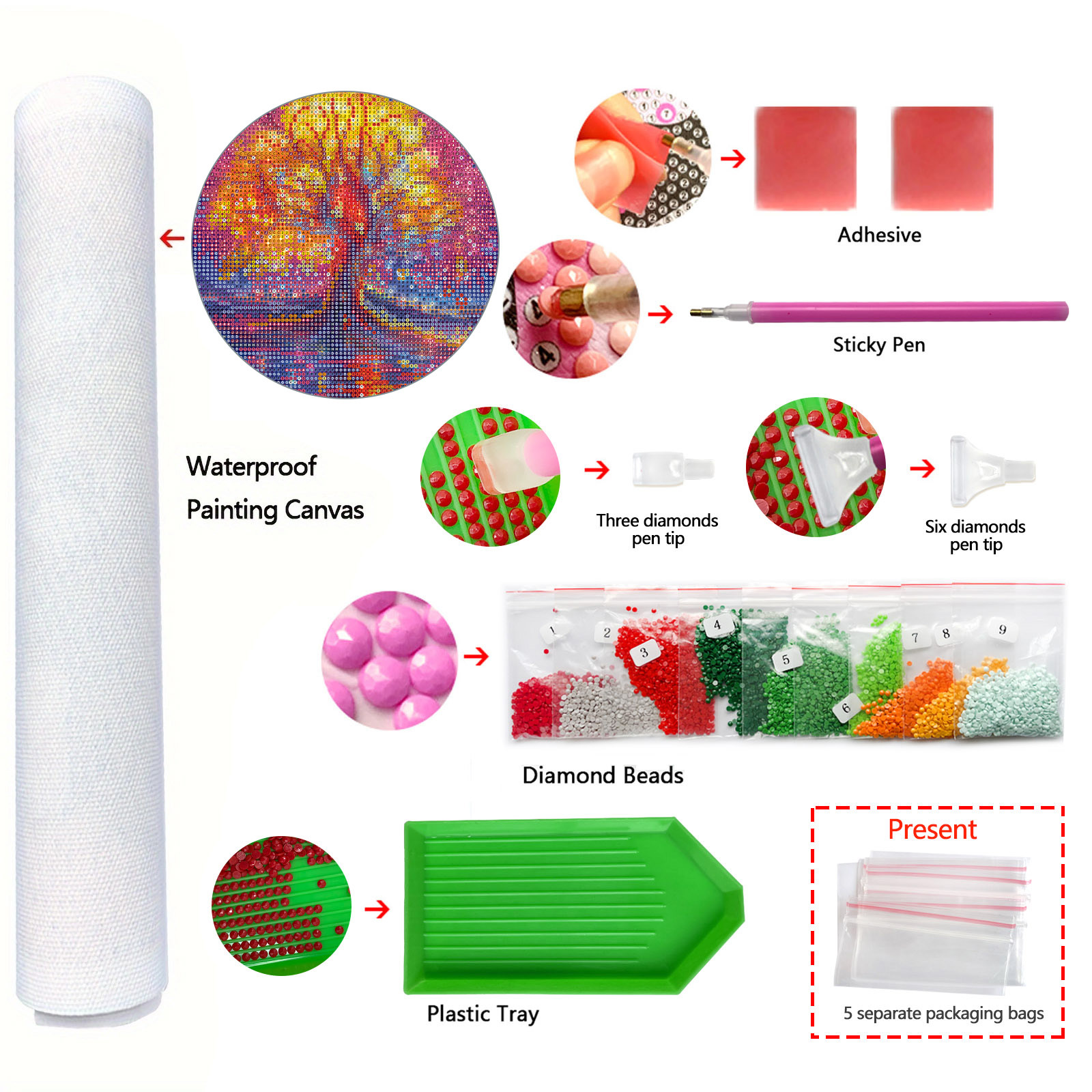 Pintura de diamantes de árbol luminoso