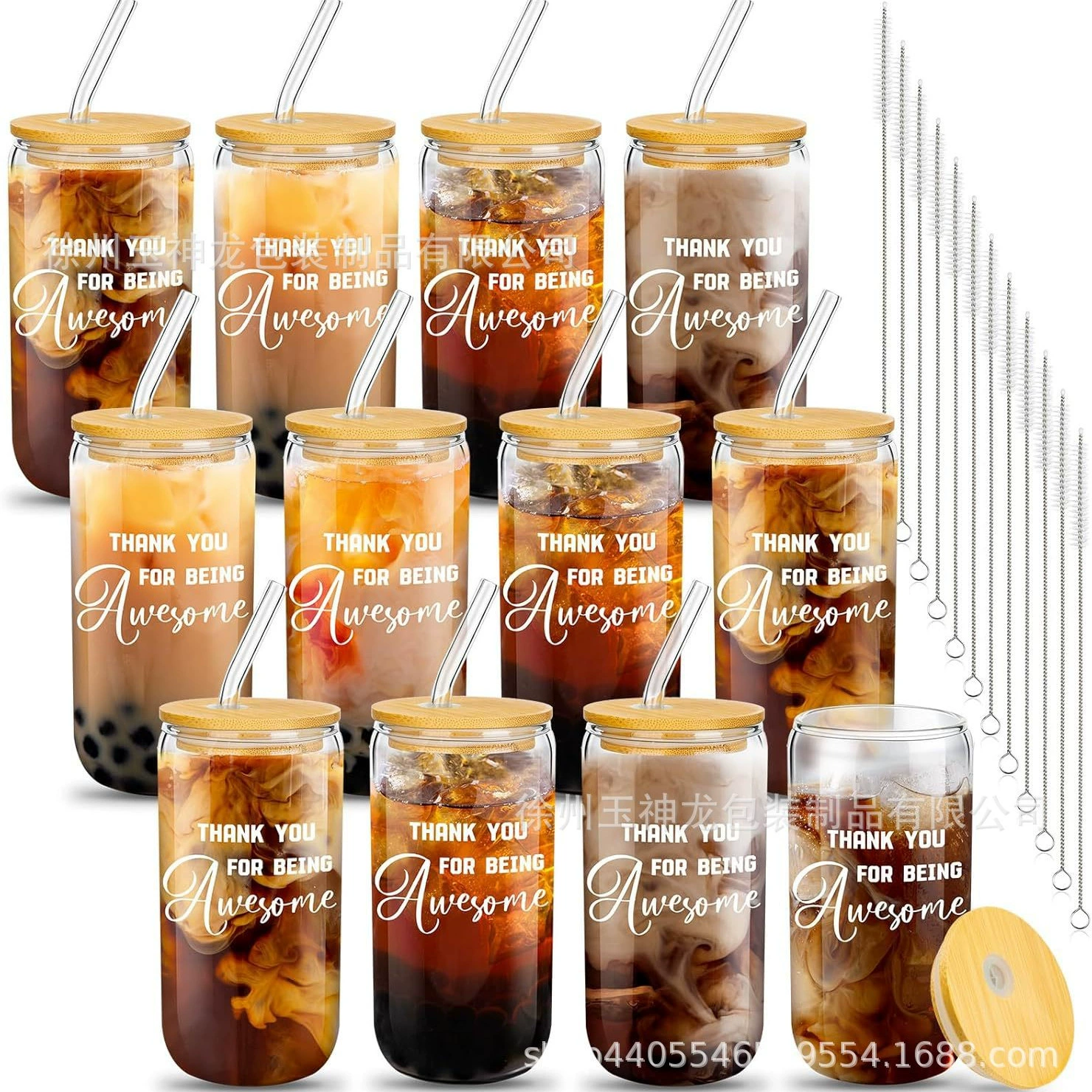 16oz с высоким содержанием боросиликатного стекла чашка колы бамбуковая крышка фруктовый сок напиток соломка чашка трансграничная печать пользовательские подарочные чашки