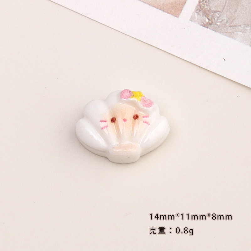 卡通diy树脂配件饰品贝壳小猫奶油胶发夹手机壳鞋扣钥匙扣吊坠配|undefined