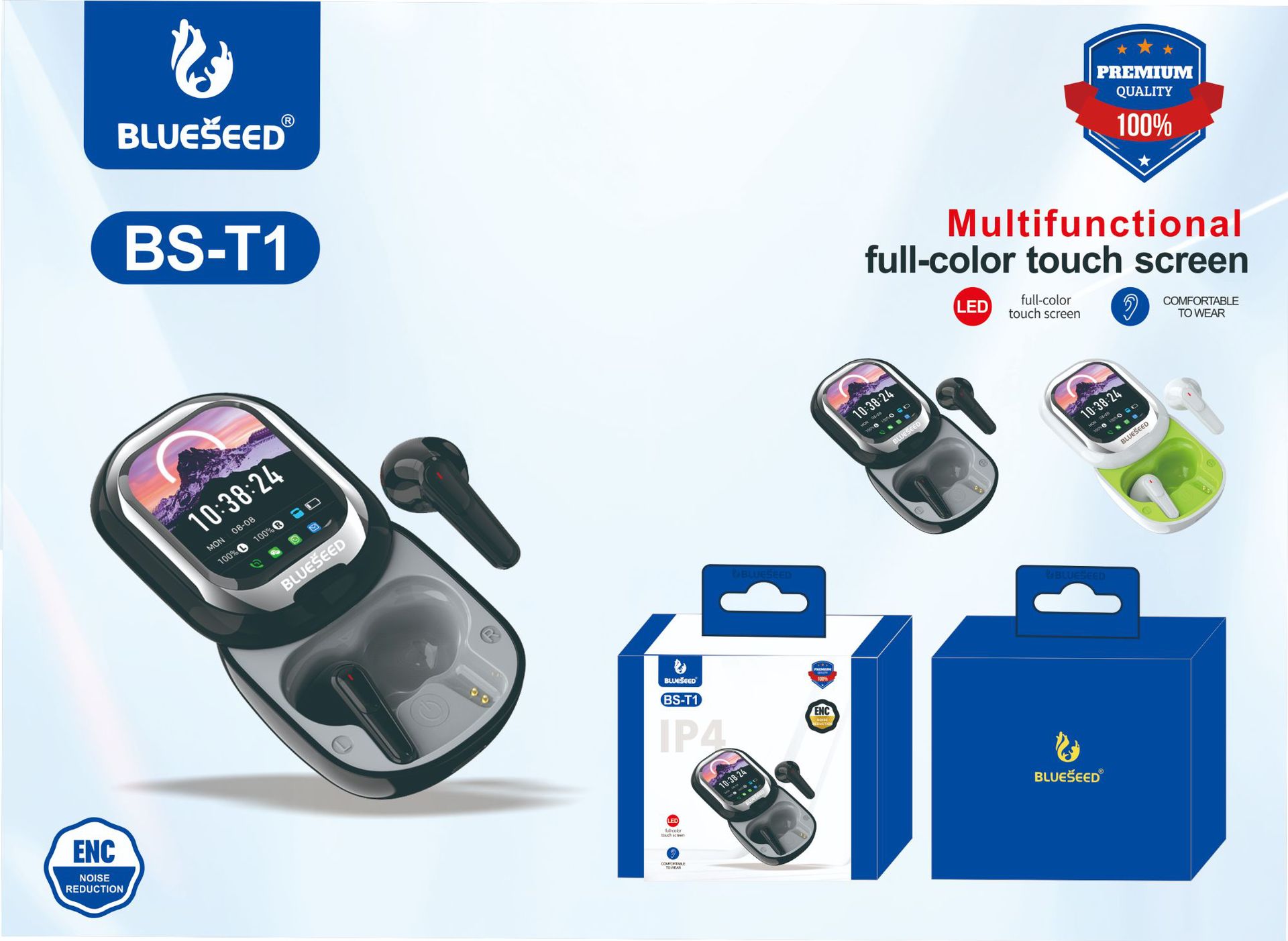 Sınır Ötesi Hit Ürün Yeni Model Renkli Ekran Bluetooth Kulaklık Dokunmatik Ekranlı Gürültü Giderme Açık Tasarım Konuşma Özellikli Bluetooth Kablosuz Kulaklık