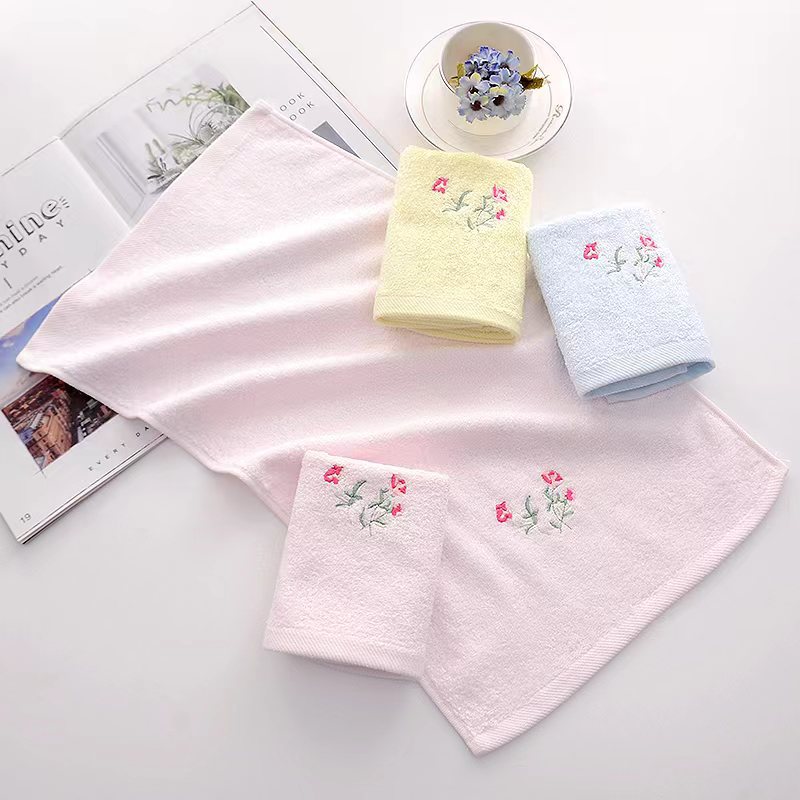 Gaoyang factory direct bamboo fiber plain color children's towel wholesale 25*50 baby towel absorbent towel