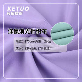 230克涤氨消光双面针织布50d高弹透气速干亲肤运动瑜伽服面料