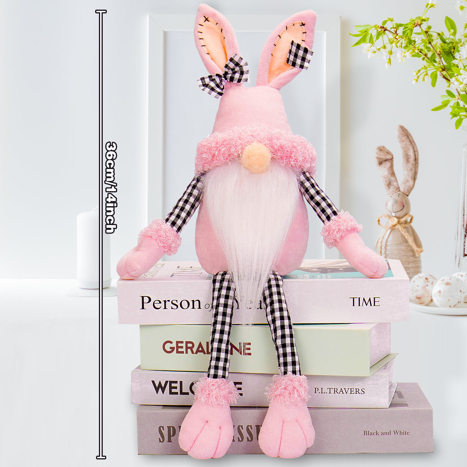 Transfronterizo nuevo conejo de Pascua muñeca pierna larga sentada muñeca decoración vacaciones decoraciones para el hogar