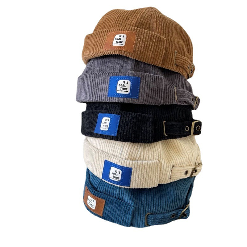 Men's Trendy Early Autumn Vintage Corduroy Floor Hat Korean Style All-match Melon Hat Women's Japanese Style Artistic Hip-hop Hat