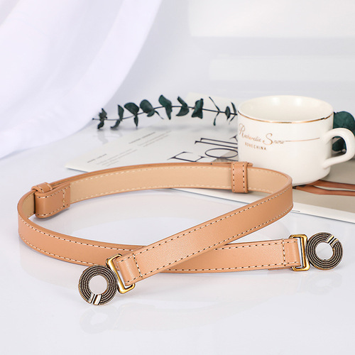 Women's fashion belt, thin genuine leather, versatile decorative suit coat belt, matches skirt, Instagram style trend, black thin belt