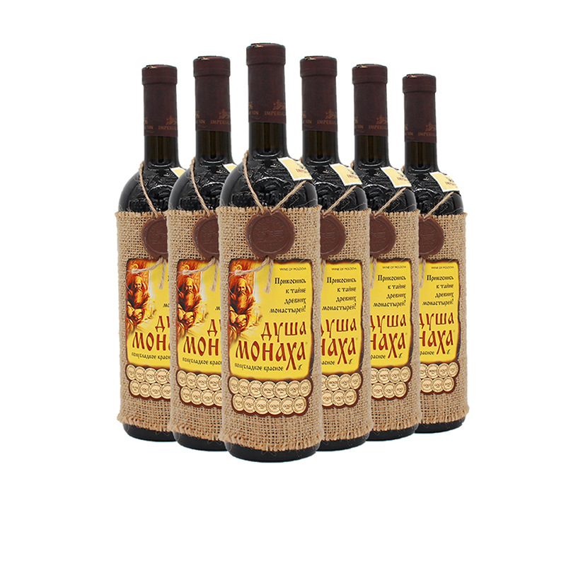 俄罗斯摩尔多瓦进口红酒葡萄酒麻袋片修道士心灵半甜酒洋酒750ml