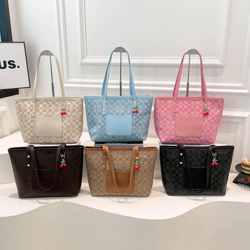 2026 New Model Tote Bag for Women, Large Capacity Commuter Shoulder Bag, Fashionable Versatile Handbag with Cherry Charm, Trendy Bag 2026 New Model Tote Bag for Women, Large Capacity Commuter Shoulder Bag, Fashionable Versatile Handbag with Cherry Charm, Trendy Bag