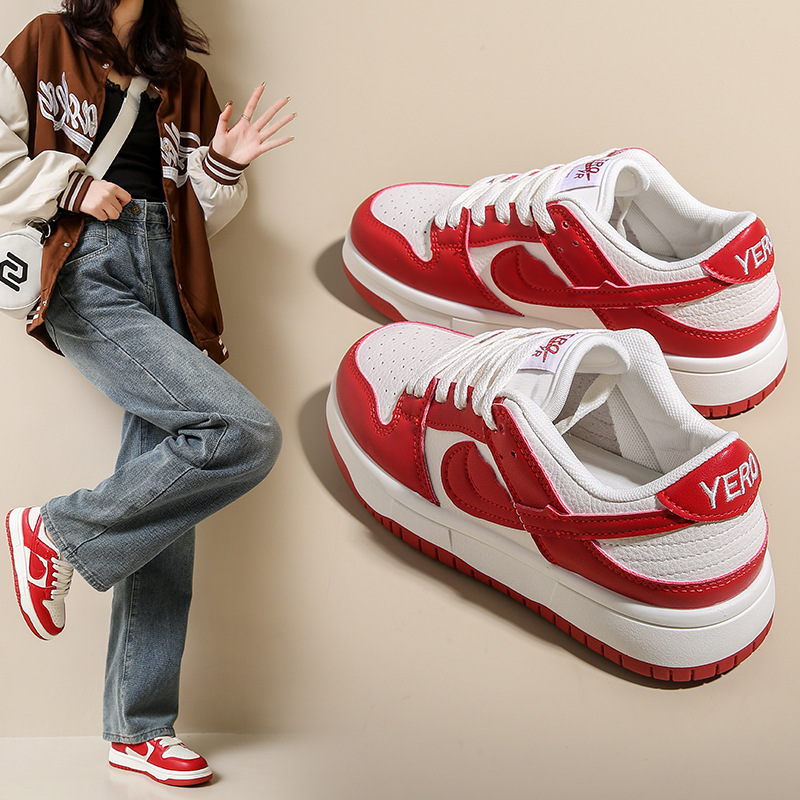 Putian Aj Women's Shoes Korean Style Fashionable Versatile Red Retro Sneakers for the Year of Birth Lightweight Casual Shoes Air Force One Women