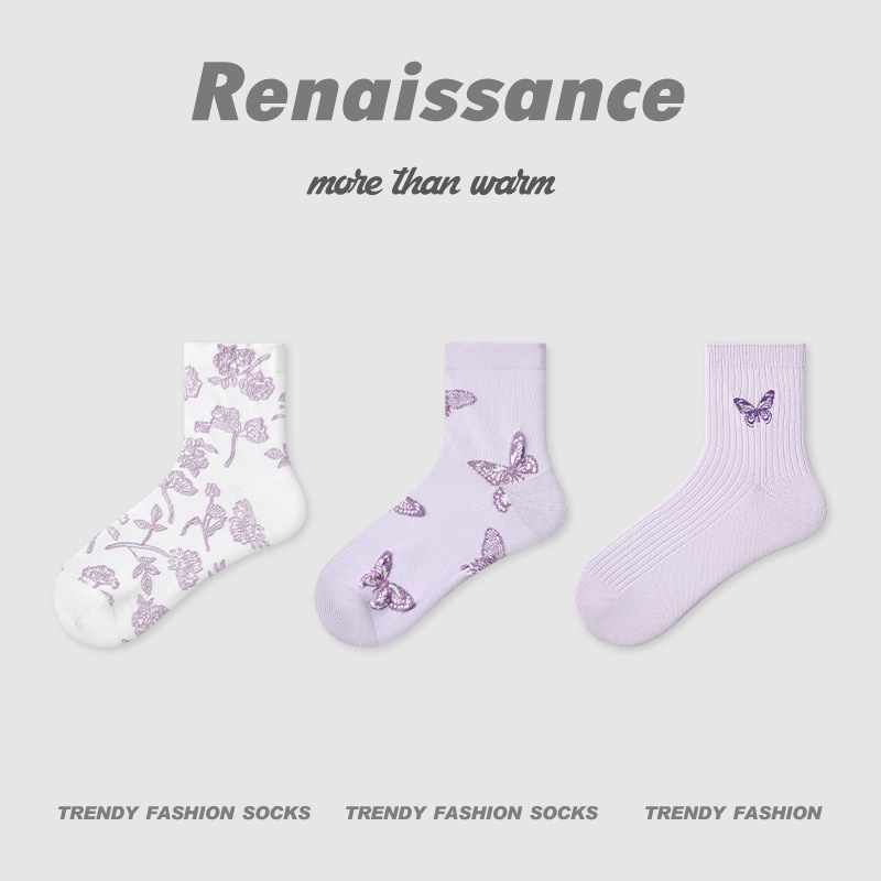 Renaissanceオリジナルの女性靴下夏の色合わせレリーフソックス