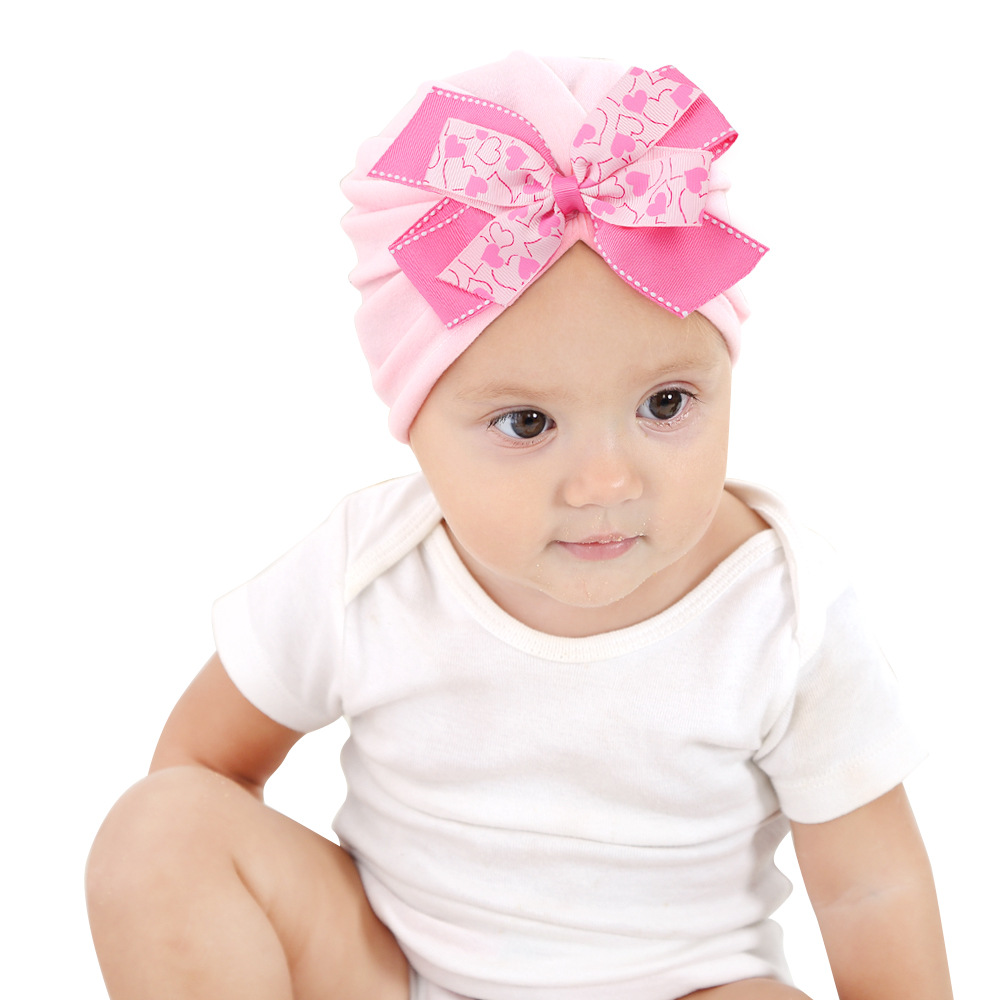 Children Unisex Cute Bow Knot Printing Baby Hat display picture 2