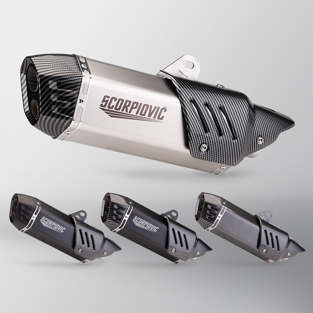 Motorcycle Modified S7 Rectangular Hexagon Exhaust Pipe 51MM Universal Tail 675SRR CBR400R ZX4R