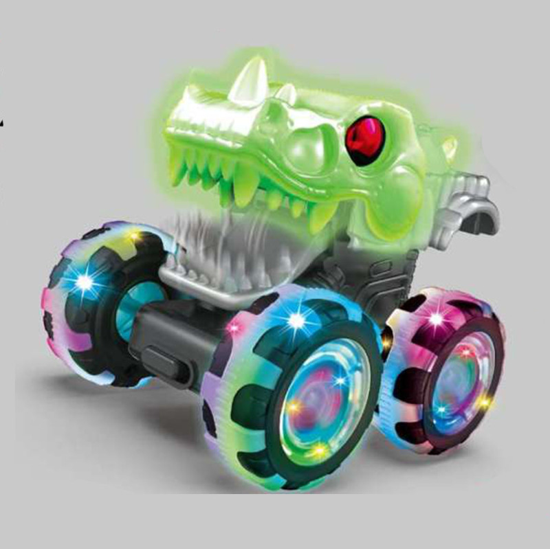 モンスタートラックおもちゃ摩擦カラフルなフラッシュホイールビッグバイクワニサメ発光プレスカーボーイギフト|undefined