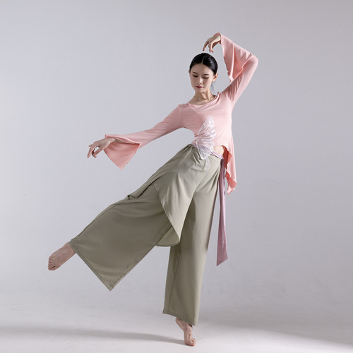 Modern dance practice top long sleeve form training clothing, classical dance women's loose wide-leg pants