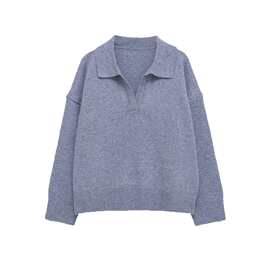 2025冬季新款女装 欧美风时尚百搭混纺POLO衫式针织上衣 1505103