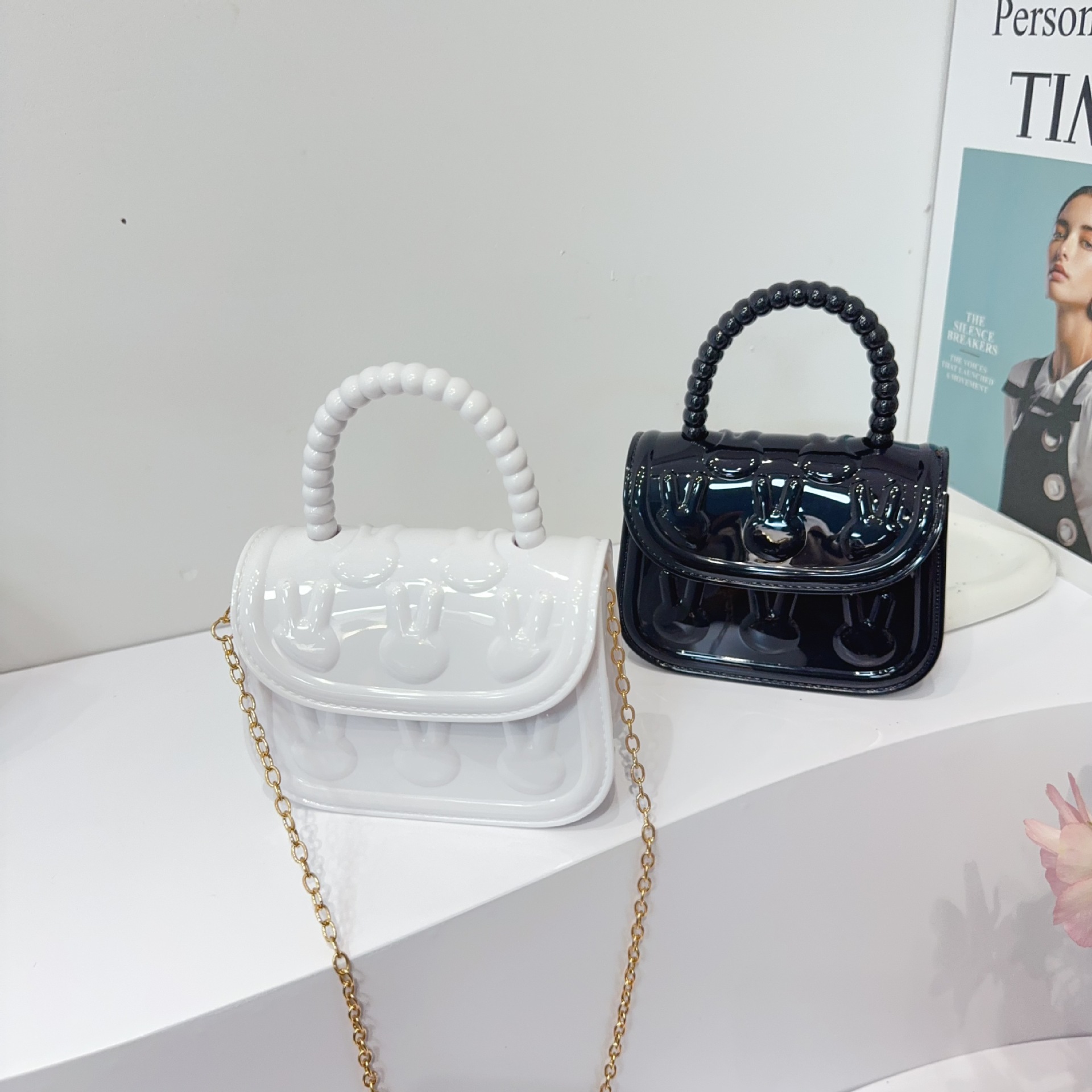 210g Weight Magnetic Buckle Closure Type Top Handle, Chain Strap Type Jelly Bag Bags Type Street, Shopping Occasion PVC Material Solid Color Pattern All Seasons Season Women's Gender Cute Style Square Shape Women's PVC Solid Color Cute Square Magnetic Buckle Jelly Bag 4