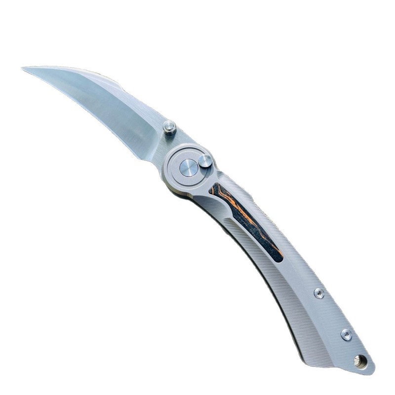 アウトドアナイフ 折りたたみ式シャープツール チタン合金ハンドル マラッカ G10 パッチ (交換可能) VG10 ブレード付き|undefined