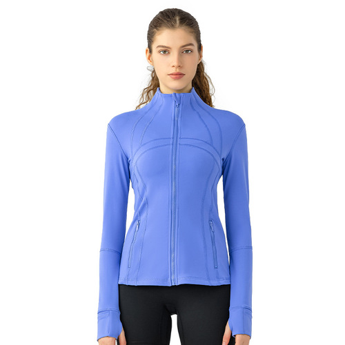 A drop-shipping new fitness jacket for women, slim stretch sports jacket, zipper running yoga wear, long-sleeved top