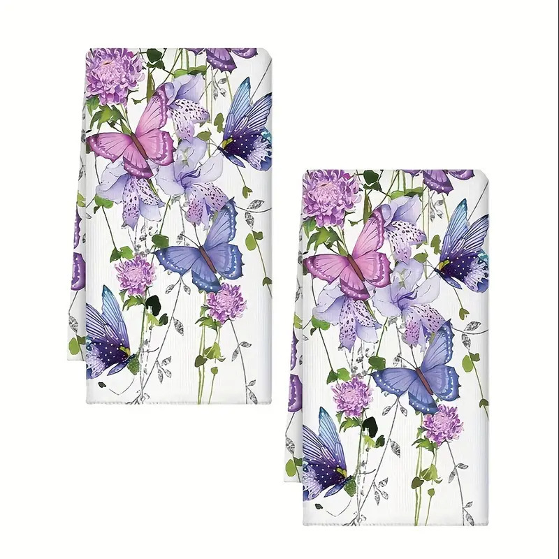 Cross-border multi-functional tea towel butterfly printed kitchen towel dish towel absorbent repeatable gift towel Cross-border multi-functional tea towel butterfly printed kitchen towel dish towel absorbent repeatable gift towel