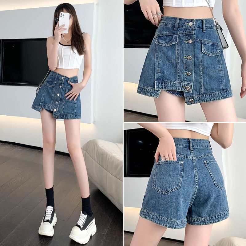 Women's Thin Denim Short Skirt Spring/Summer 2026, Hot Girl Style, Anti-Exposure Khaki Brown Skort, Petite Shorts Women's Thin Denim Short Skirt Spring/Summer 2026, Hot Girl Style, Anti-Exposure Khaki Brown Skort, Petite Shorts